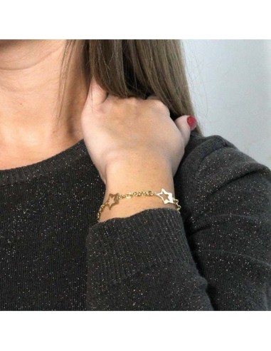 Pulsera Tres Estrellas Baño de Oro en Plata