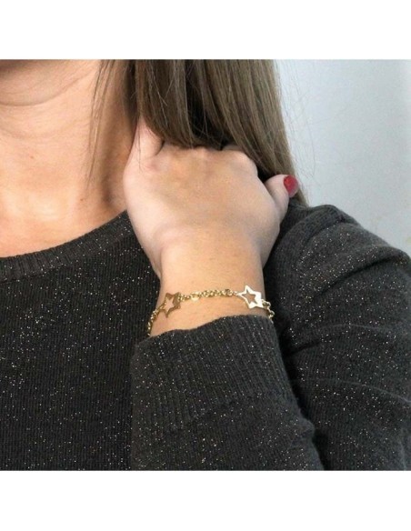 Pulsera Tres Estrellas Baño de Oro en Plata