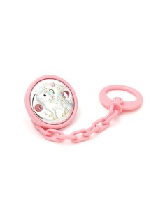 Pinza Chupete Unicornio Rosa en Plata Laminada