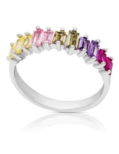 Anillo Cristales de Colores en Plata