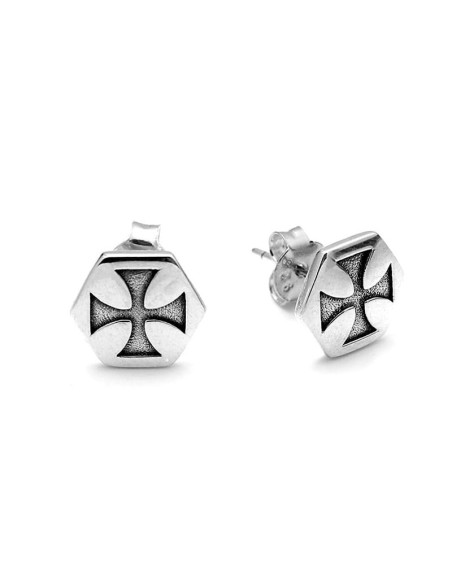 Pendientes Cruz Templaria en Plata