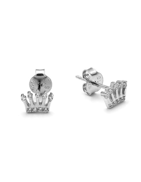 Pendientes Corona con Circonitas en Plata