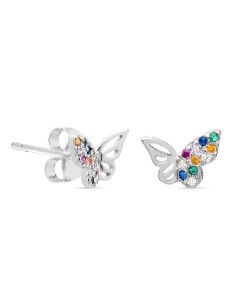 Pendientes Mariposa Circonitas de Colores en Plata