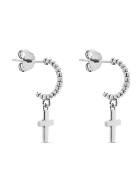 Aros Cruz Bolitas en Plata