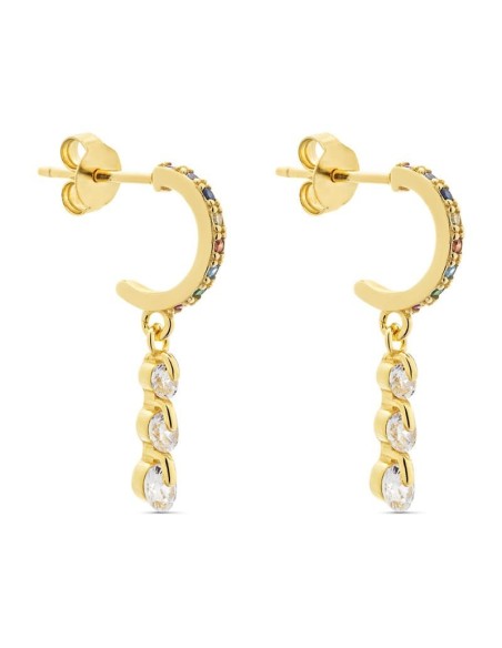 Aros Chaton Cristales de Colores en Plata