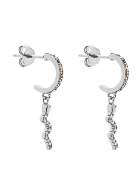 Aros Serpiente Cristales de Colores en Plata