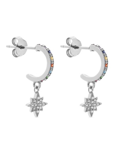 Aros Estrella Polar Cristales de Colores en Plata