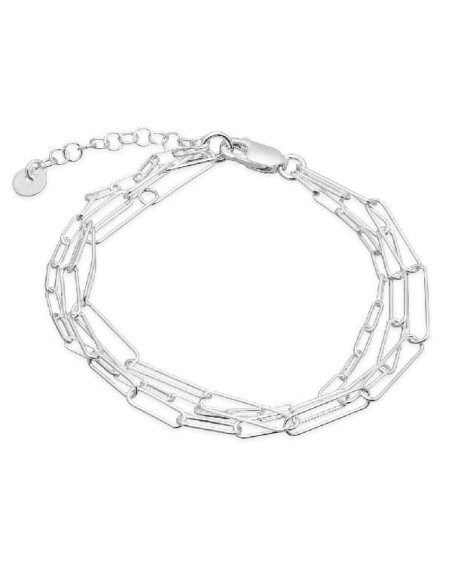 Pulsera Clips de Tres Lineas en Plata