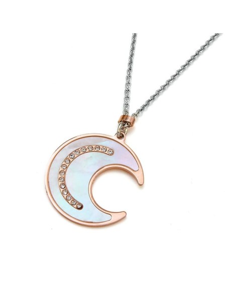 Colgante Luna Rosé y Nacar en Plata