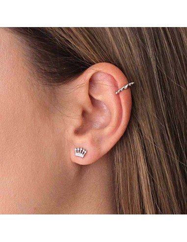 Pendientes Corona con Circonitas en Plata