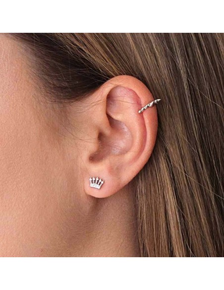 Pendientes Corona con Circonitas en Plata