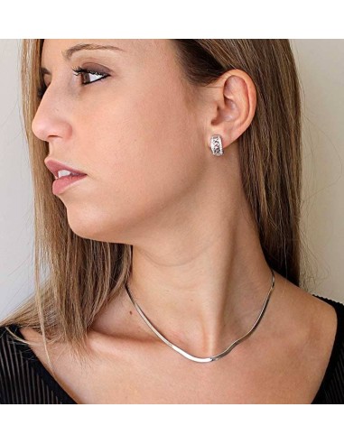 Pendientes Ovalos en Barra en Plata