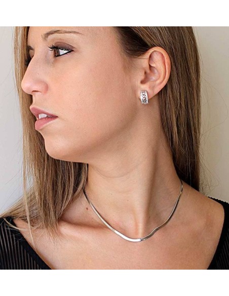 Pendientes Ovalos en Barra en Plata