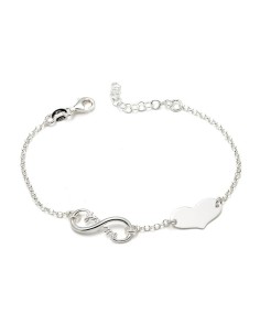 Pulsera Infinito Plata, con Corazón You Me, Personalizada