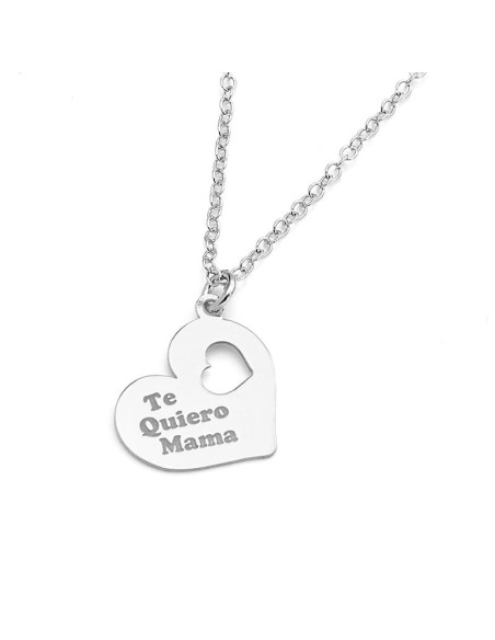 Colgante Te quiero Mamá Corazón en Plata