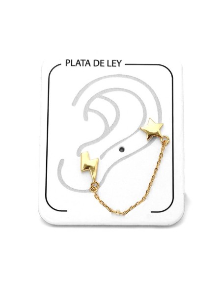 Pendientes Rayo y Estrella con cadena, Plata