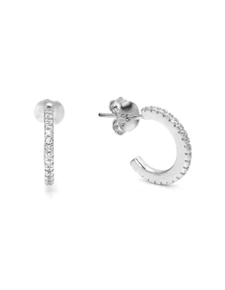 Pendientes Aro con Circonitas en Plata