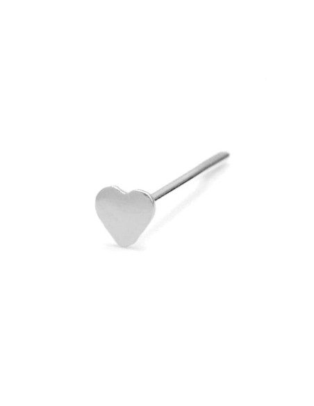 Piercing Nariz Forma Corazón en Plata Primera Ley