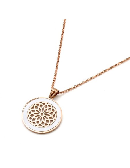 Colgante Mandala Rosé con Nácar en Acero