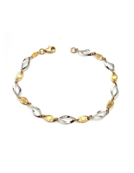 Pulsera Ovalada Bicolor Oro 18k