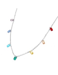 Colgante Cristalitos de Colores Plata de Ley