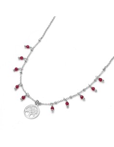 Colgante Árbol de la Vida Cristal Rosa Plata de Ley
