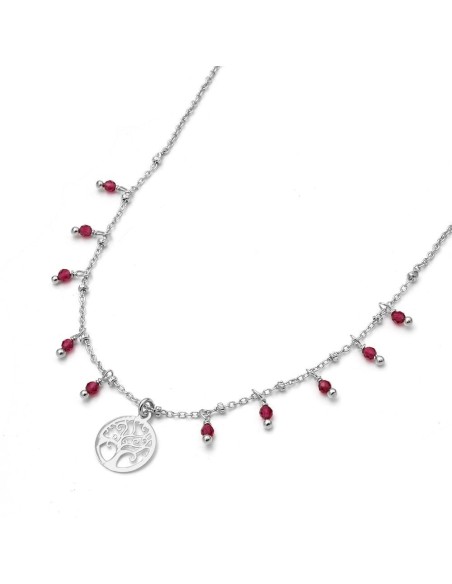 Colgante Árbol de la Vida Cristal Rosa Plata de Ley