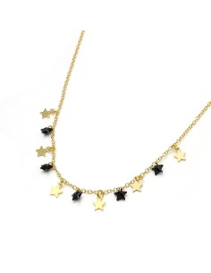 Gargantilla Chapada Estrellas Y Piedras Negras Plata Ley