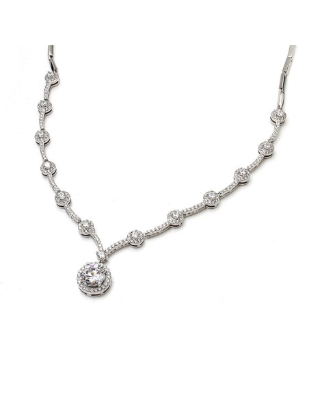 Gargantilla Elegance Novia Círculos Circonitas Plata de Ley