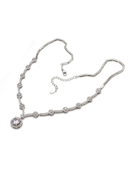 Gargantilla Elegance Novia Círculos Circonitas Plata de Ley