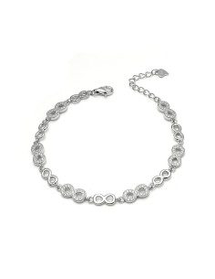 Pulsera Infinitos Con Circonitas Y Brillo De Plata De Ley