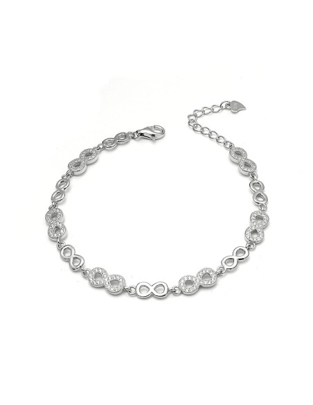 Pulsera Infinitos Con Circonitas Y Brillo De Plata De Ley