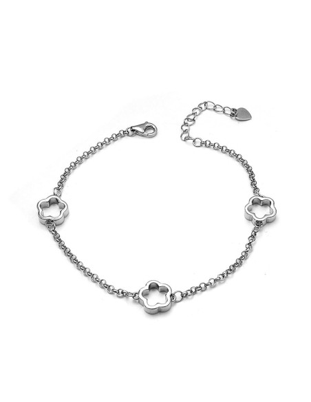 Pulsera Tres flores Plata de Primera Ley