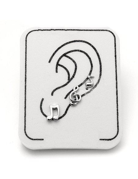 Pendientes Corchea, Clave de Sol, Corcheas Plata Ley