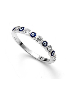 Anillo Ojo Turco Y Circonitas Plata de Ley