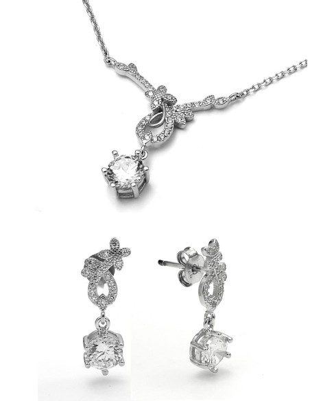 Conjunto  Vuelo Mariposa Circonitas Plata De Ley