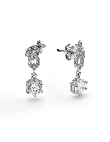 Conjunto  Vuelo Mariposa Circonitas Plata De Ley