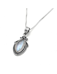 Colgante Piedra Lunar Marquesa Plata De Ley