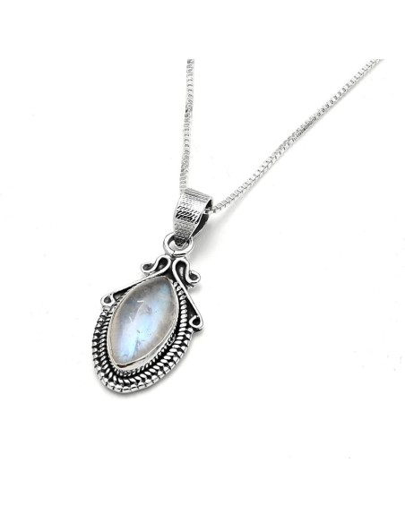 Colgante Piedra Lunar Marquesa Plata De Ley