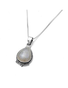 Colgante Lágrima Piedra Lunar Plata De Ley