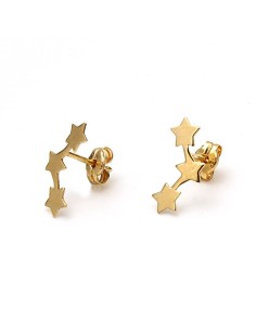 Pendientes Tres Estrellas De Oro 18 Kilates