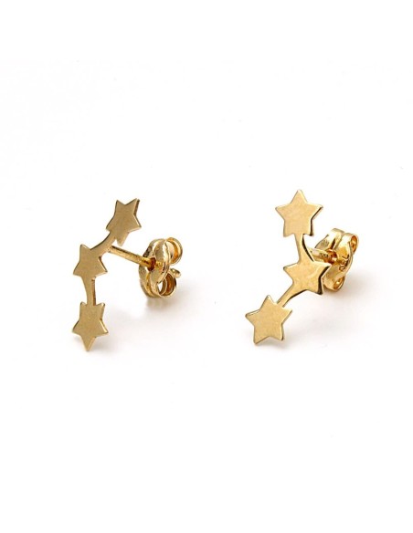 Pendientes Tres Estrellas De Oro 18 Kilates