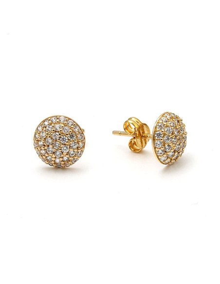 Pendientes Rosetón De Circonitas Oro 18 Kilates