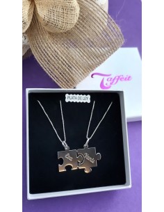 Dos Colgante Puzzle en Plata 2