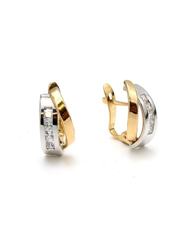 Pendientes Lazo Con Circonitas Oro Bicolor 18 Kilates