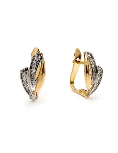 Pendientes Victoria Circonitas Oro Bicolor 18 K Catalán