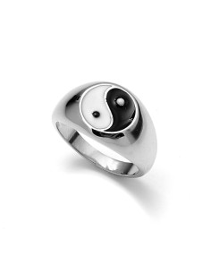 Anillo Tipo Sello Yin Yang Plata De Ley