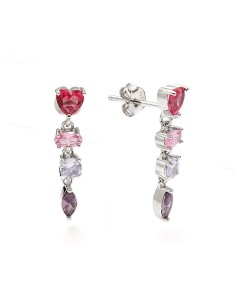 Pendientes Largos Cristales Fantasía Plata de Ley