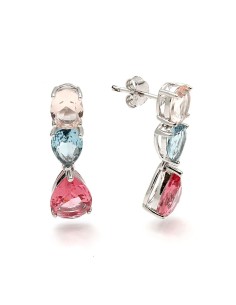 Pendientes Lágrimas De Cristal Colores Plata De Ley
