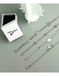 Pulsera Tres Estrellas Siluetas Plata De Ley 2